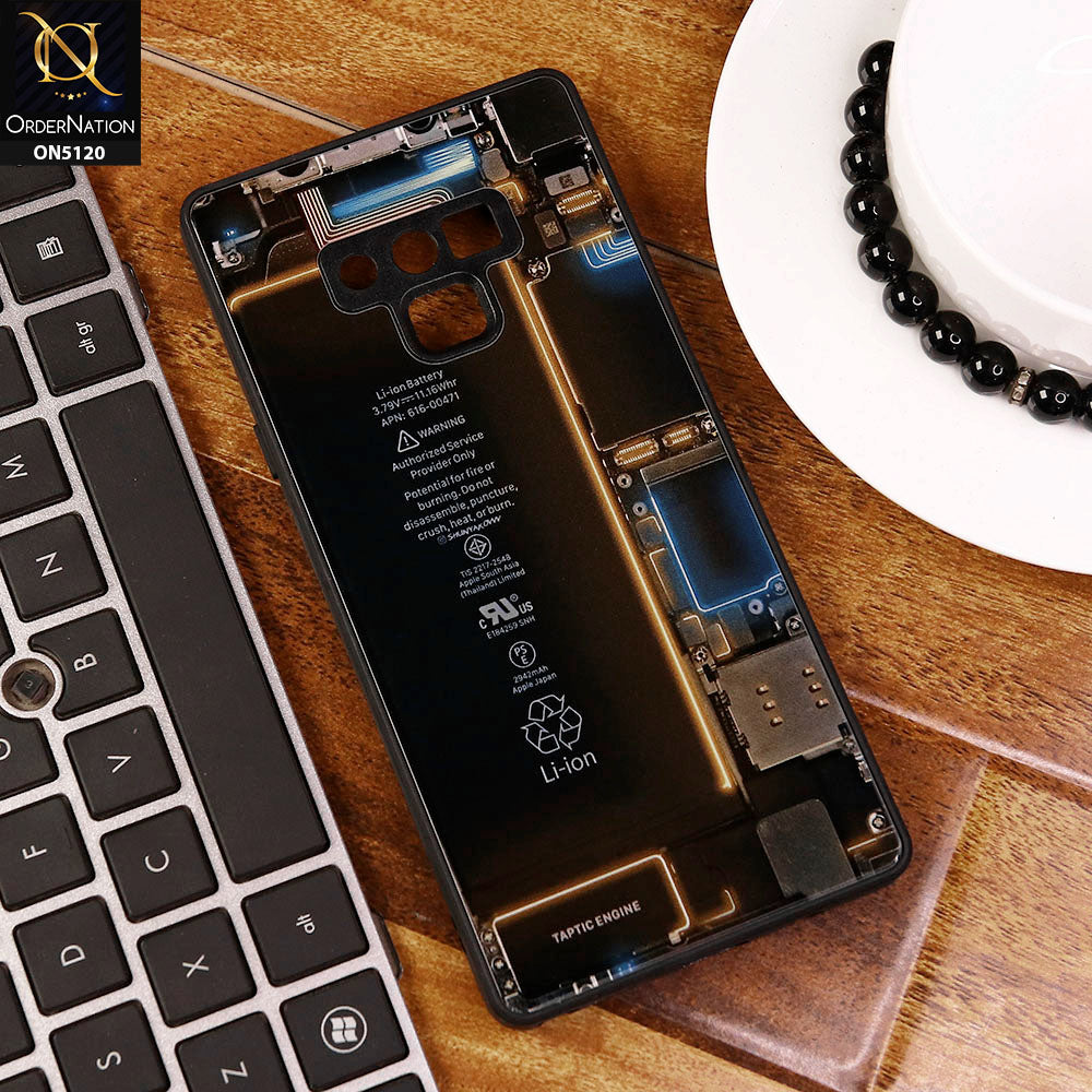 Samsung Galaxy Note 9 Cover - Design1 - Circuit Board Glass Case Series Soft Boards Anti-Fall With Camera Lens Protector