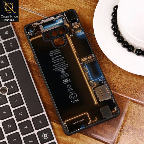 Samsung Galaxy Note 9 Cover - Design1 - Circuit Board Glass Case Series Soft Boards Anti-Fall With Camera Lens Protector