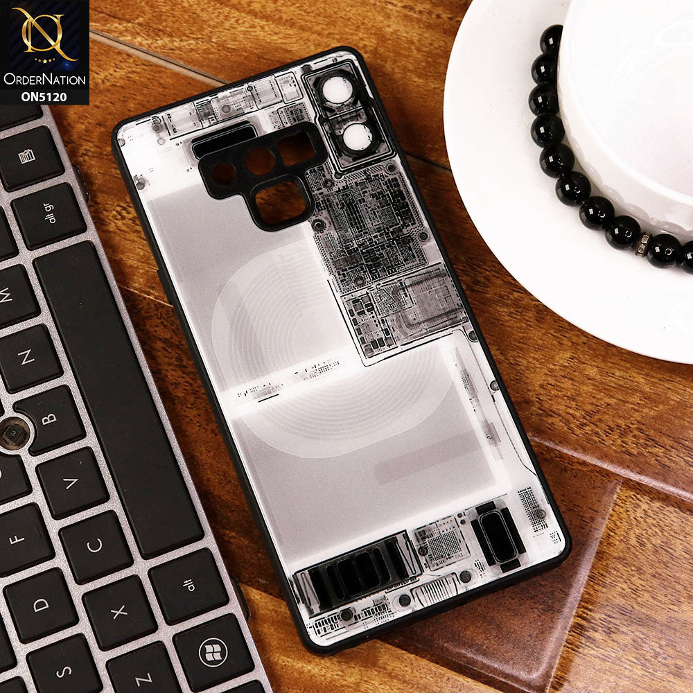 Samsung Galaxy Note 9 Cover - Design2 - Circuit Board Glass Case Series Soft Boards Anti-Fall With Camera Lens Protector