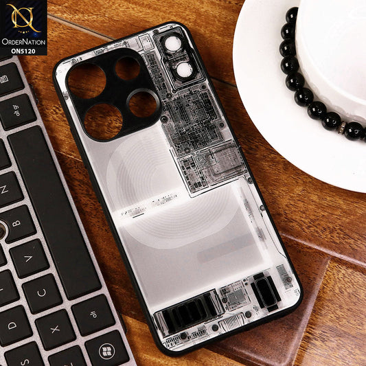 Infinix Smart 7 Cover - Design2 - Circuit Board Glass Case Series Soft Boards Anti-Fall With Camera Lens Protector