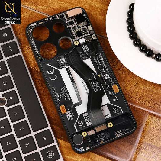 Infinix Smart 7 HD Cover - Design3 - Circuit Board Glass Case Series Soft Boards Anti-Fall With Camera Lens Protector