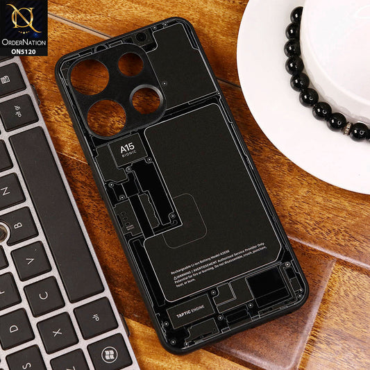 Tecno Pop 7 Pro Cover - Design4 - Circuit Board Glass Case Series Soft Boards Anti-Fall With Camera Lens Protector