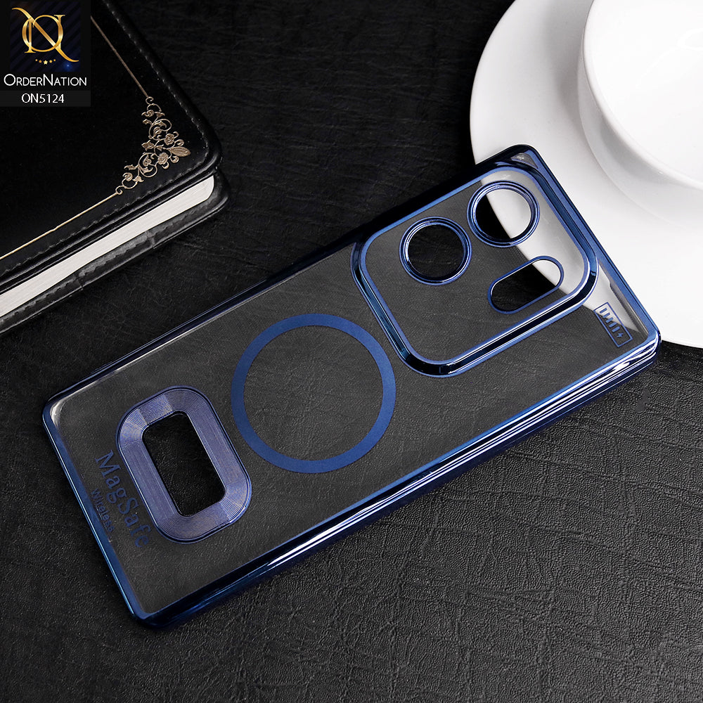 Infinix Zero 30 Cover - Blue - Transparent Electroplating Borders Soft Silicon Magsafe Style Case With Camera Protection
