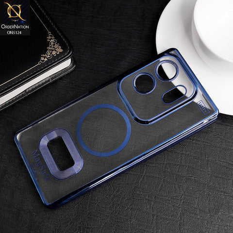 Infinix Zero 30 Cover - Blue - Transparent Electroplating Borders Soft Silicon Magsafe Style Case With Camera Protection