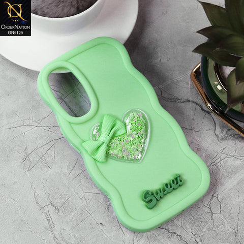Samsung Galaxy A54 5G Cover - Aqua - New Trendy 3D Love Heart (Moving Shiny Stars Glitter) & Bow Sweet Candy Color Soft Silicon Case
