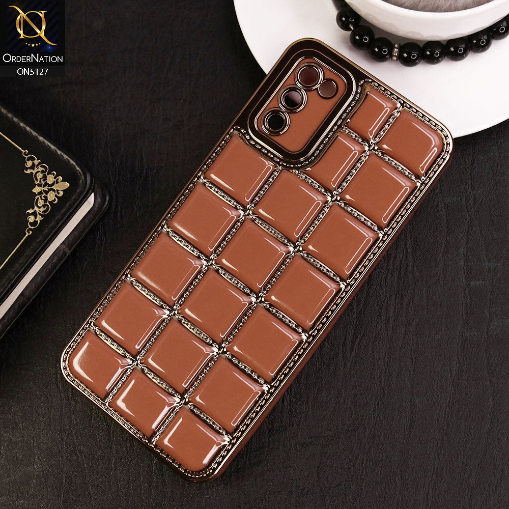 Samsung Galaxy A02s Cover - Orange - New Trendy 3D Electroplating Square Grid Design Soft TPU Case