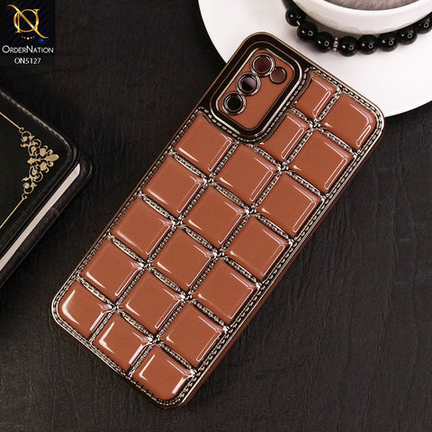 Samsung Galaxy A02s Cover - Orange - New Trendy 3D Electroplating Square Grid Design Soft TPU Case