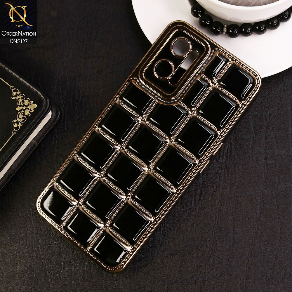 Oppo K10 Cover - Black - New Trendy 3D Electroplating Square Grid Design Soft TPU Case