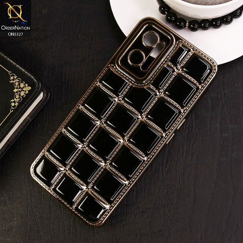 Oppo K10 Cover - Black - New Trendy 3D Electroplating Square Grid Design Soft TPU Case