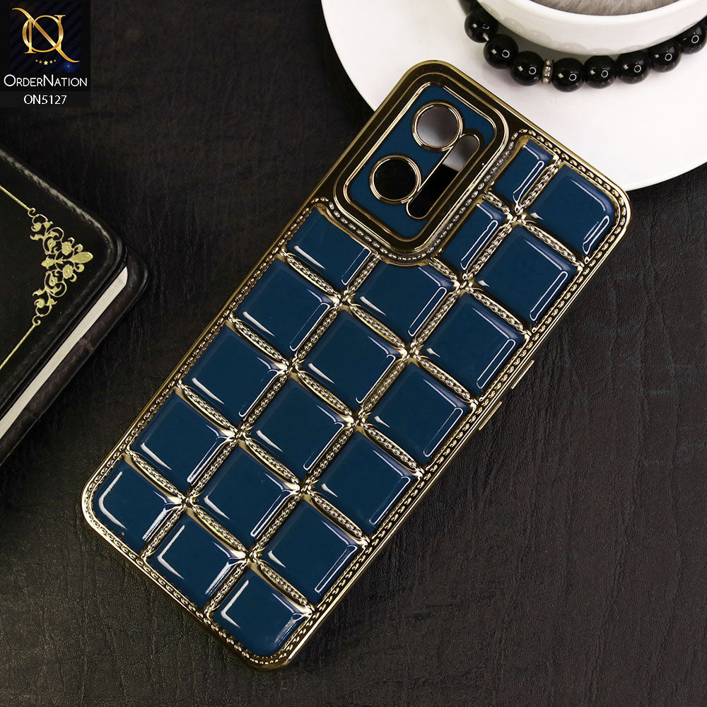 Oppo K10 Cover - Blue - New Trendy 3D Electroplating Square Grid Design Soft TPU Case