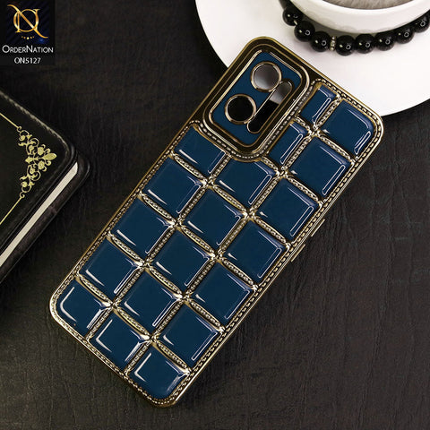 Oppo K10 Cover - Blue - New Trendy 3D Electroplating Square Grid Design Soft TPU Case