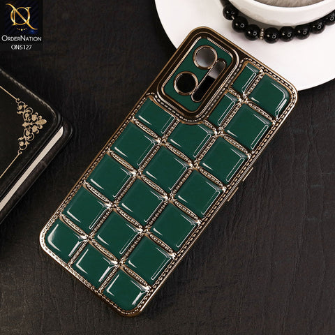 Oppo K10 Cover - Green - New Trendy 3D Electroplating Square Grid Design Soft TPU Case
