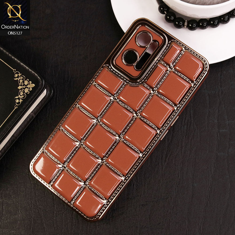 Oppo K10 Cover - Orange - New Trendy 3D Electroplating Square Grid Design Soft TPU Case