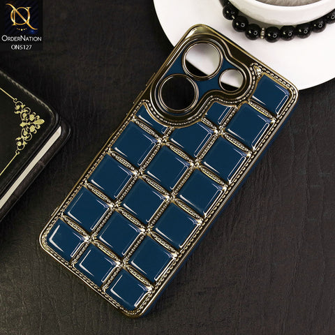 Tecno Camon 20 Pro Cover - Blue - New Trendy 3D Electroplating Square Grid Design Soft TPU Case