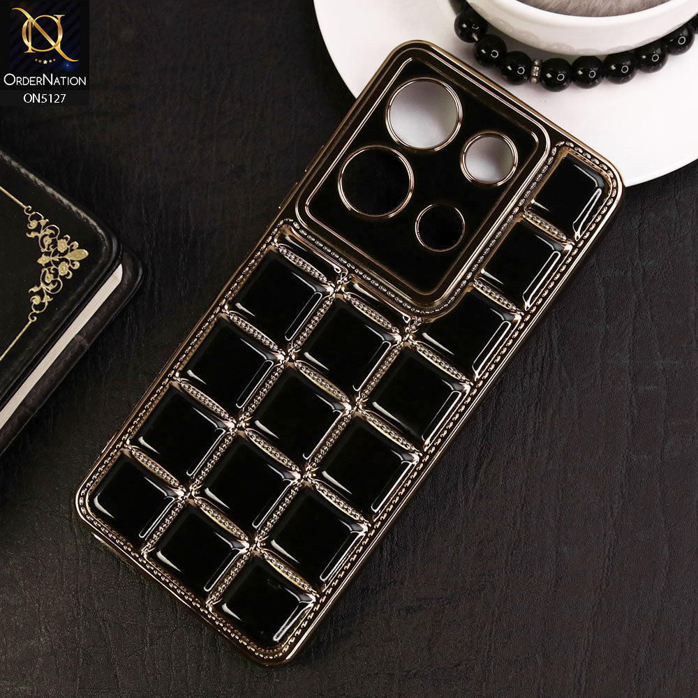 Infinix Note 30 Cover - Black - New Trendy 3D Electroplating Square Grid Design Soft TPU Case