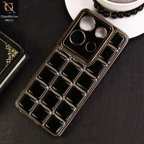 Infinix Note 30 Cover - Black - New Trendy 3D Electroplating Square Grid Design Soft TPU Case