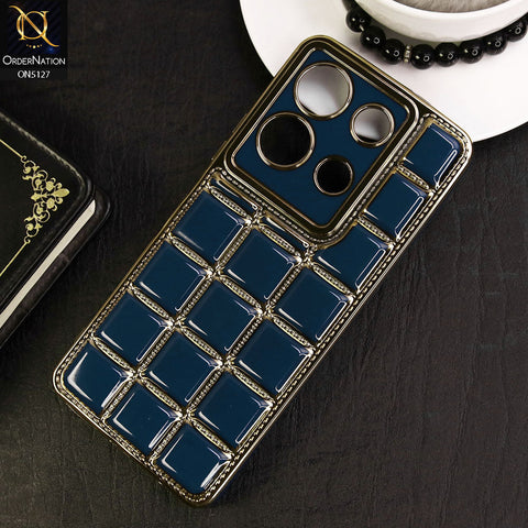 Infinix Note 30 Cover - Blue - New Trendy 3D Electroplating Square Grid Design Soft TPU Case