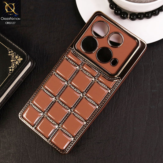 Infinix Note 40 Cover - Orange - New Trendy 3D Electroplating Square Grid Design Soft TPU Case