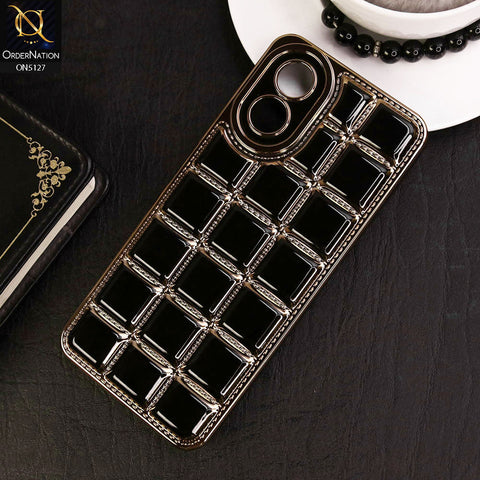Oppo A38 Cover - Black - New Trendy 3D Electroplating Square Grid Design Soft TPU Case