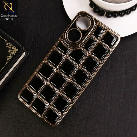 Oppo A78 4G Cover - Black - New Trendy 3D Electroplating Square Grid Design Soft TPU Case