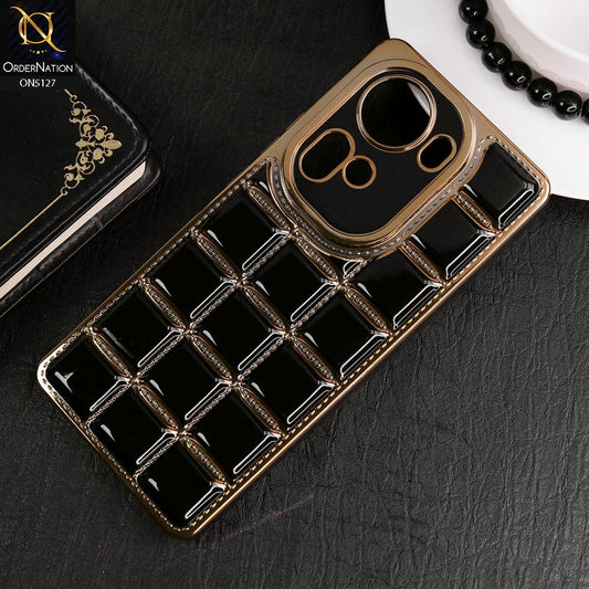 Oppo Reno 11 5G Cover - Black - New Trendy 3D Electroplating Square Grid Design Soft TPU Case