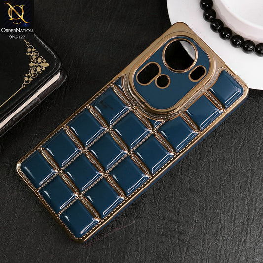 Oppo Reno 11 5G Cover - Blue - New Trendy 3D Electroplating Square Grid Design Soft TPU Case