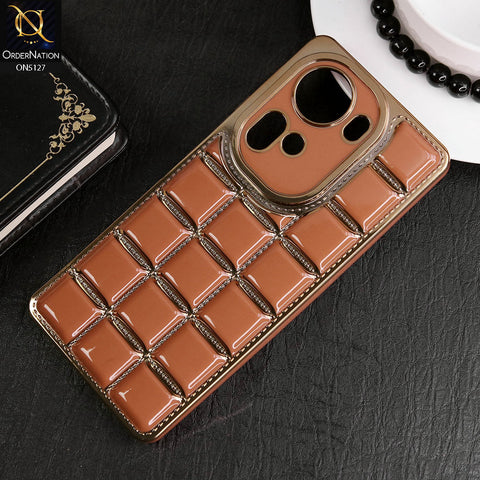 Oppo Reno 11 5G Cover - Orange - New Trendy 3D Electroplating Square Grid Design Soft TPU Case