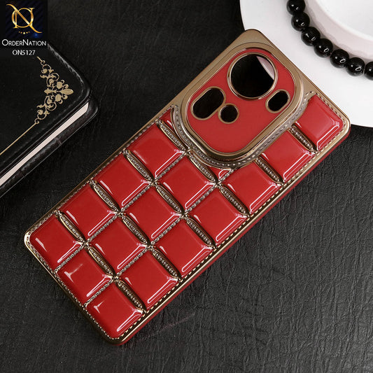 Oppo Reno 11 5G Cover - Red - New Trendy 3D Electroplating Square Grid Design Soft TPU Case