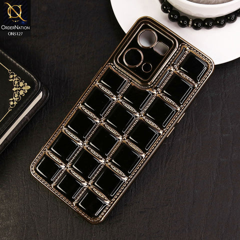 Oppo Reno 7 4G Cover - Black - New Trendy 3D Electroplating Square Grid Design Soft TPU Case