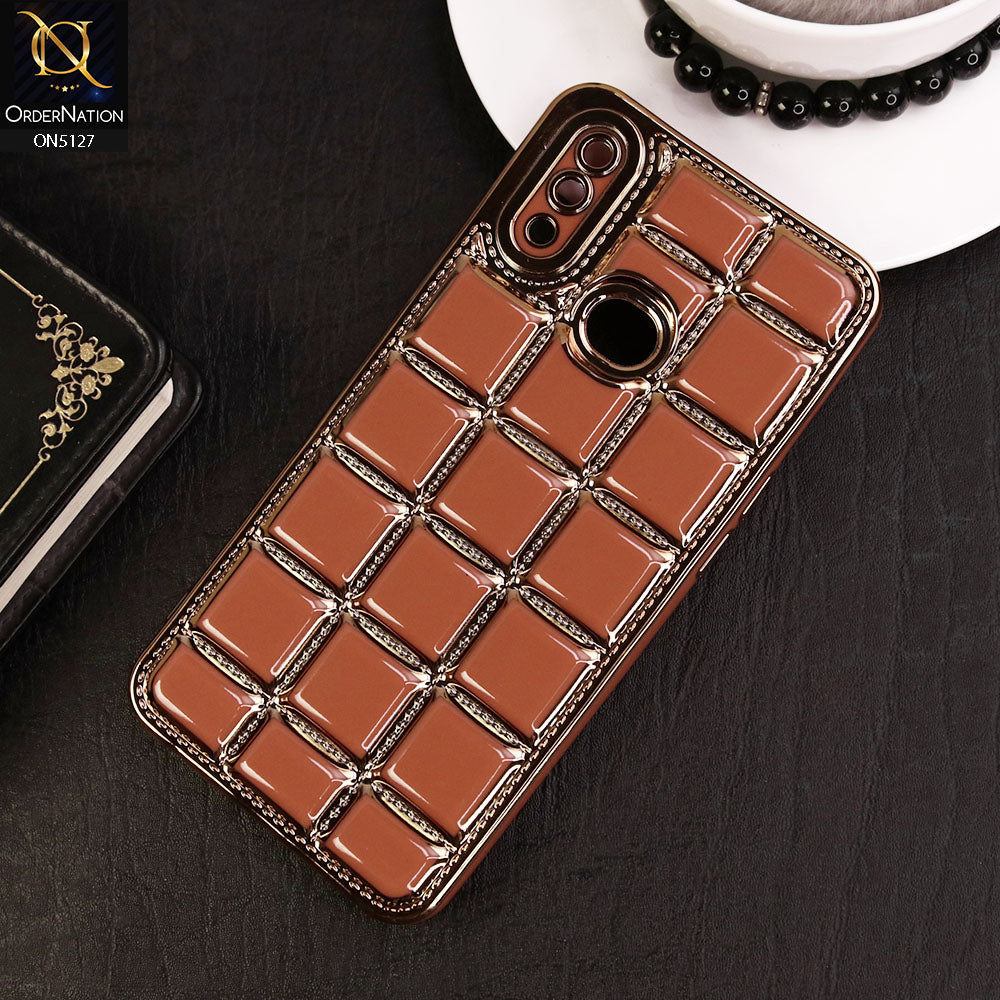 Samsung Galaxy A10s Cover - Orange - New Trendy 3D Electroplating Square Grid Design Soft TPU Case