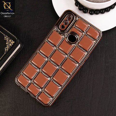 Samsung Galaxy A10s Cover - Orange - New Trendy 3D Electroplating Square Grid Design Soft TPU Case