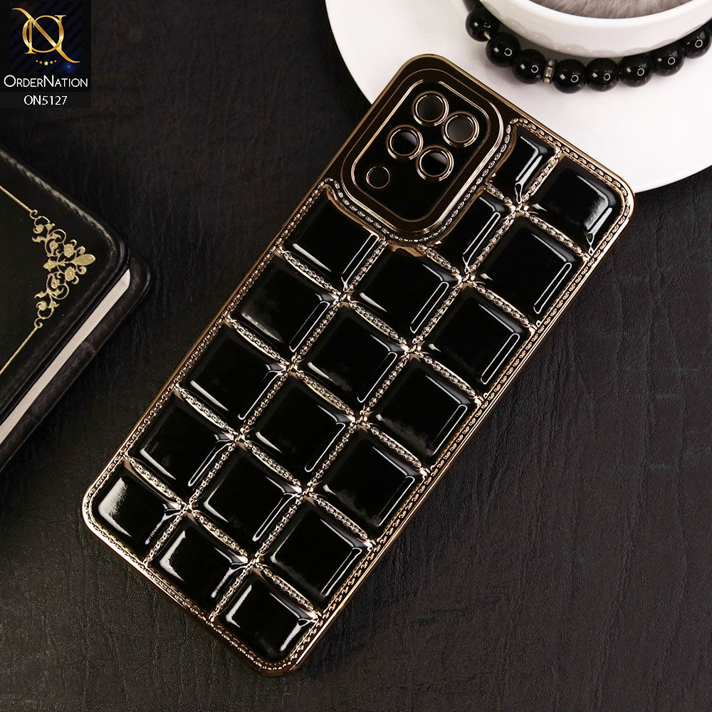 Samsung Galaxy A12 Nacho Cover - Black - New Trendy 3D Electroplating Square Grid Design Soft TPU Case