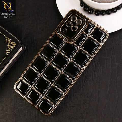 Samsung Galaxy A12 Nacho Cover - Black - New Trendy 3D Electroplating Square Grid Design Soft TPU Case