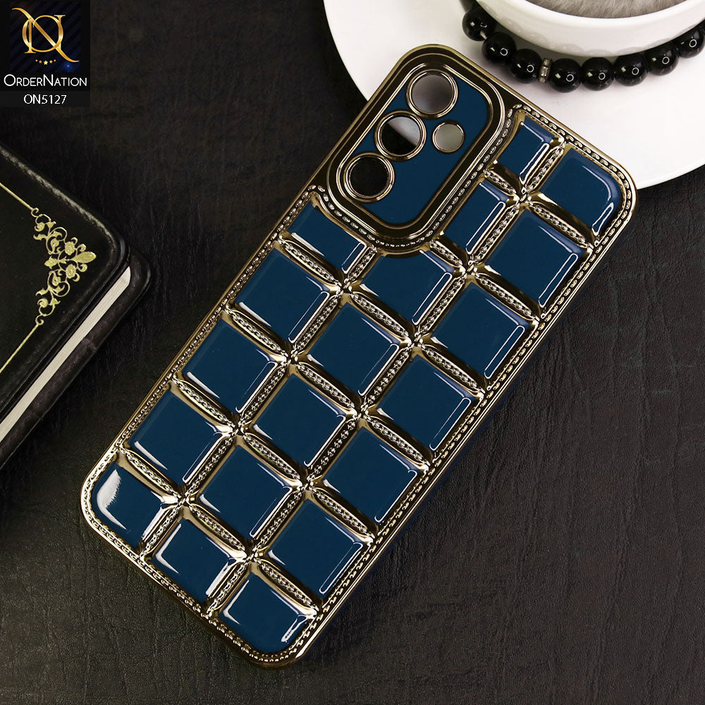 Samsung Galaxy A14 Cover - Blue - New Trendy 3D Electroplating Square Grid Design Soft TPU Case