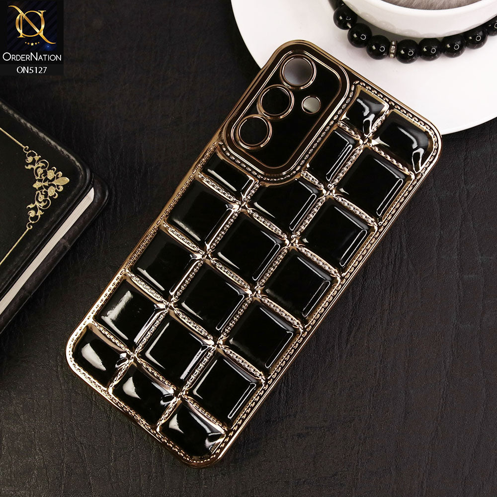 Samsung Galaxy A15 5G Cover - Black - New Trendy 3D Electroplating Square Grid Design Soft TPU Case