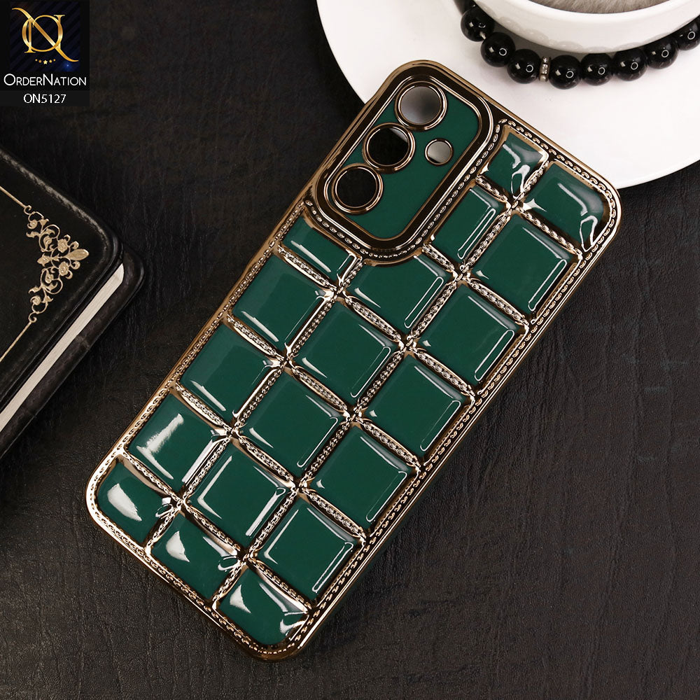 Samsung Galaxy A15 4G Cover - Green - New Trendy 3D Electroplating Square Grid Design Soft TPU Case
