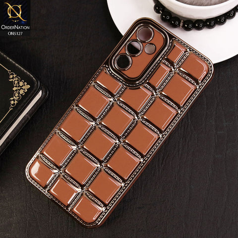 Samsung Galaxy A24 4G Cover - Orange - New Trendy 3D Electroplating Square Grid Design Soft TPU Case