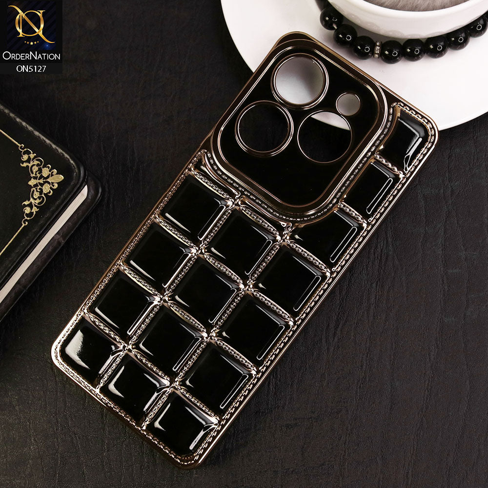 Tecno Pop 8 Cover - Black - New Trendy 3D Electroplating Square Grid Design Soft TPU Case