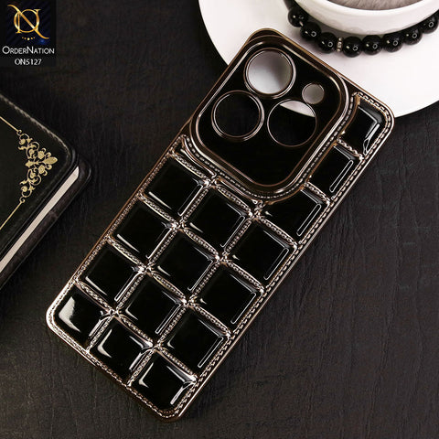 Tecno Pop 8 Cover - Black - New Trendy 3D Electroplating Square Grid Design Soft TPU Case