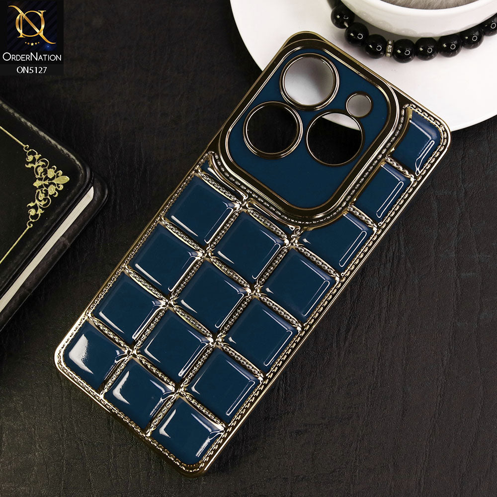 Tecno Spark 20 Cover - Blue - New Trendy 3D Electroplating Square Grid Design Soft TPU Case
