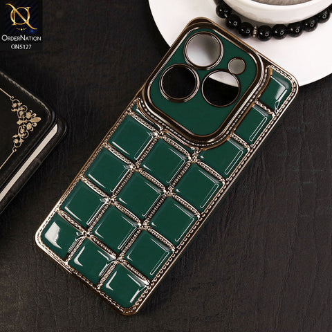 Infinix Smart 8 HD Cover - Green - New Trendy 3D Electroplating Square Grid Design Soft TPU Case