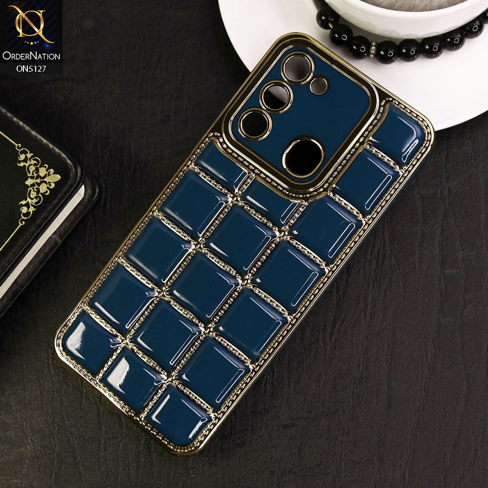 Tecno Spark Go 2022 Cover - Blue - New Trendy 3D Electroplating Square Grid Design Soft TPU Case