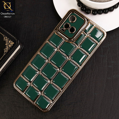 Vivo Y21 Cover - Green - New Trendy 3D Electroplating Square Grid Design Soft TPU Case