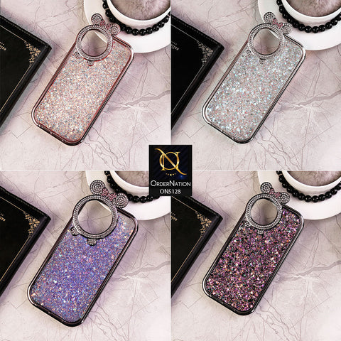 iPhone 15 Cover - Purple - New Shiny Rhinestones Round Camera Ring Bling Glitter Soft Silicon Case (Glitter Does Not Move)