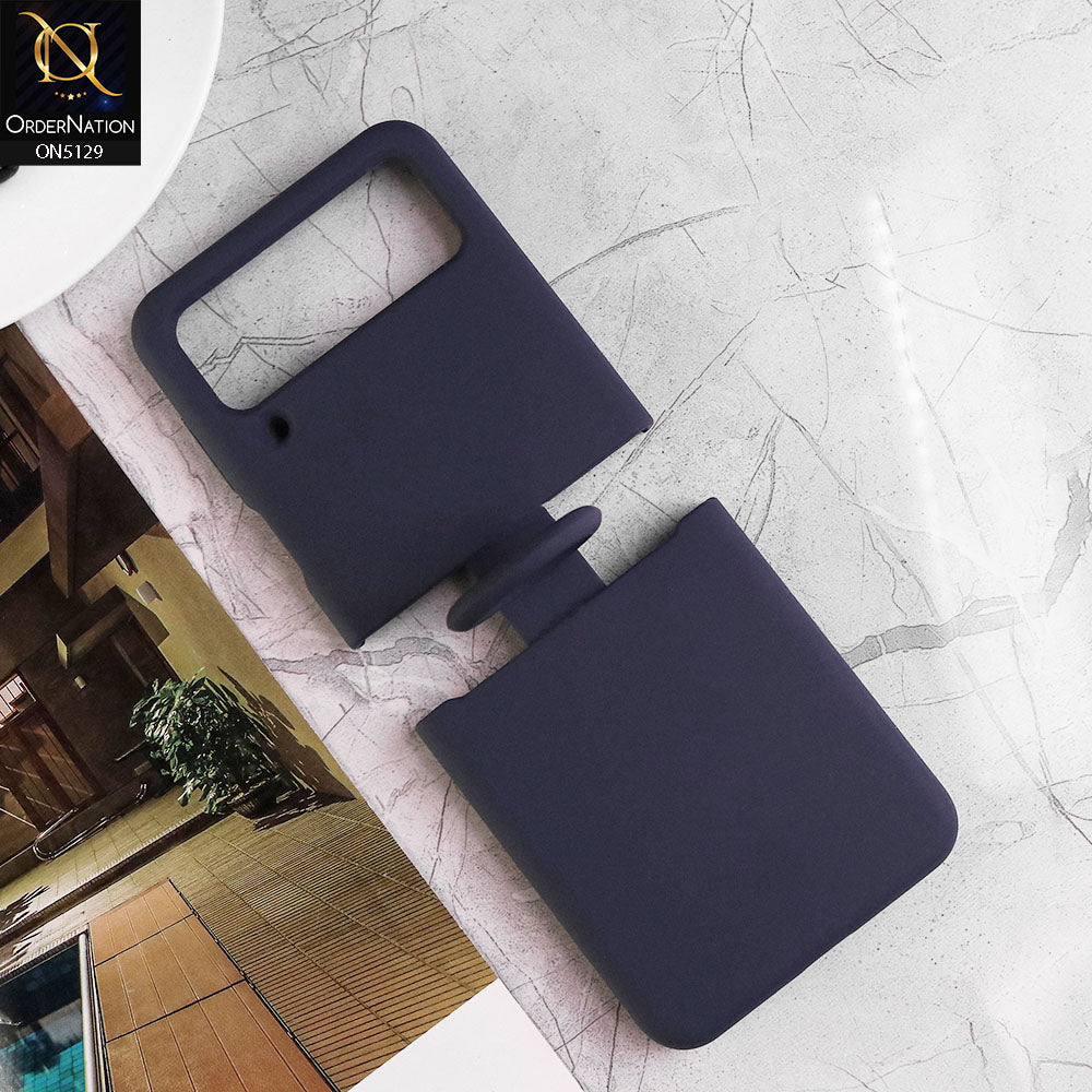 Samsung Galaxy Z Flip 3 5G Cover - Blue - HQ Silica Gel Silicon Shockproof Matte Soft Border Shell Case With Ring Holder