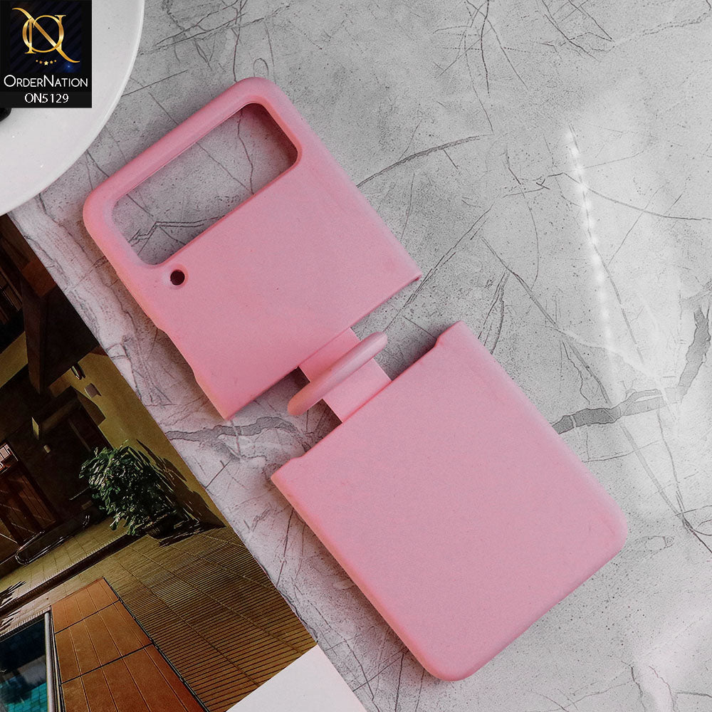 Samsung Galaxy Z Flip 3 5G Cover - Pink - HQ Silica Gel Silicon Shockproof Matte Soft Border Shell Case With Ring Holder
