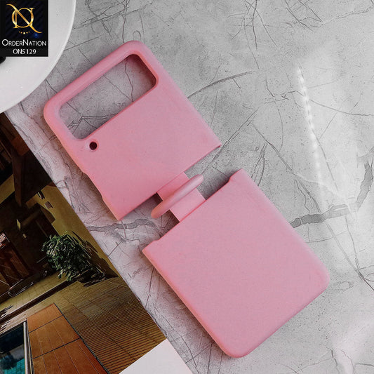 Samsung Galaxy Z Flip 4 5G Cover - Pink - HQ Silica Gel Silicon Shockproof Matte Soft Border Shell Case With Ring Holder
