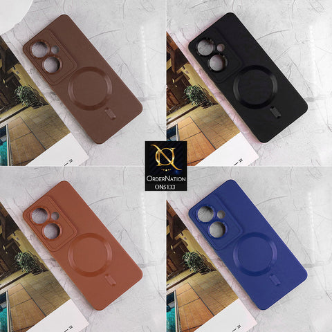 Oppo Reno 11F 5G Cover - Brown - Soft Silicon Case With Magsafe Style With Camera Protection