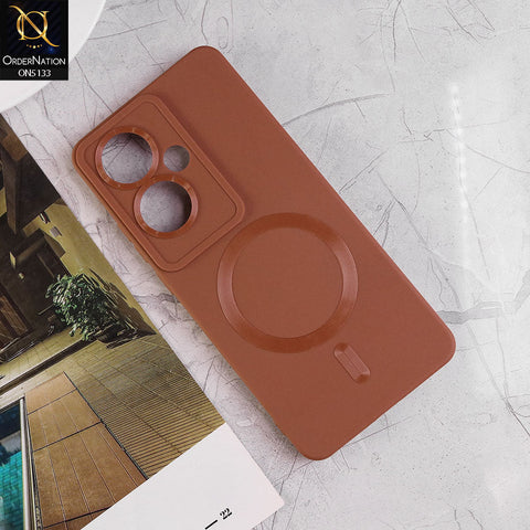 Oppo Reno 11F 5G Cover - Brown - Soft Silicon Case With Magsafe Style With Camera Protection
