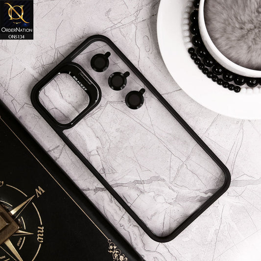 iPhone 12 Pro Cover - Black - Metal Camera Bracket Stand Soft Colour Borders with Camera Lens Protectors